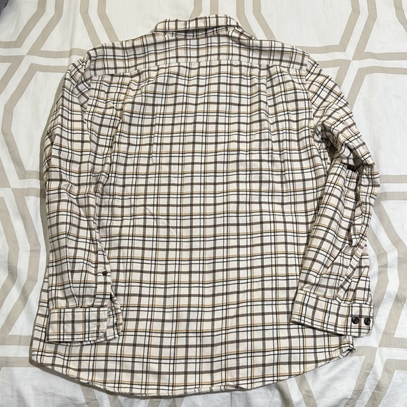 Eddie Bauer Flannel Shirt - Medium - Relaxed Fit - Cream/Gray/Yellow - Picture 2 of 3